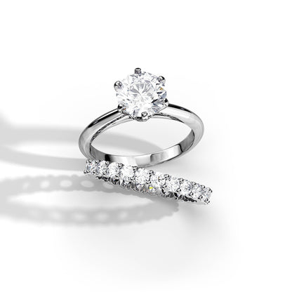 2.0 CT Round  Moissanite Solitaire Style Bridal Ring Set
