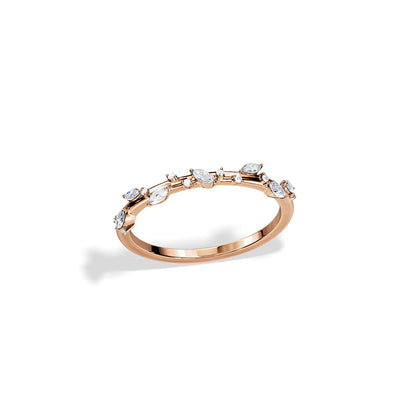0.25 TCW Round Leaf Style Wedding Band