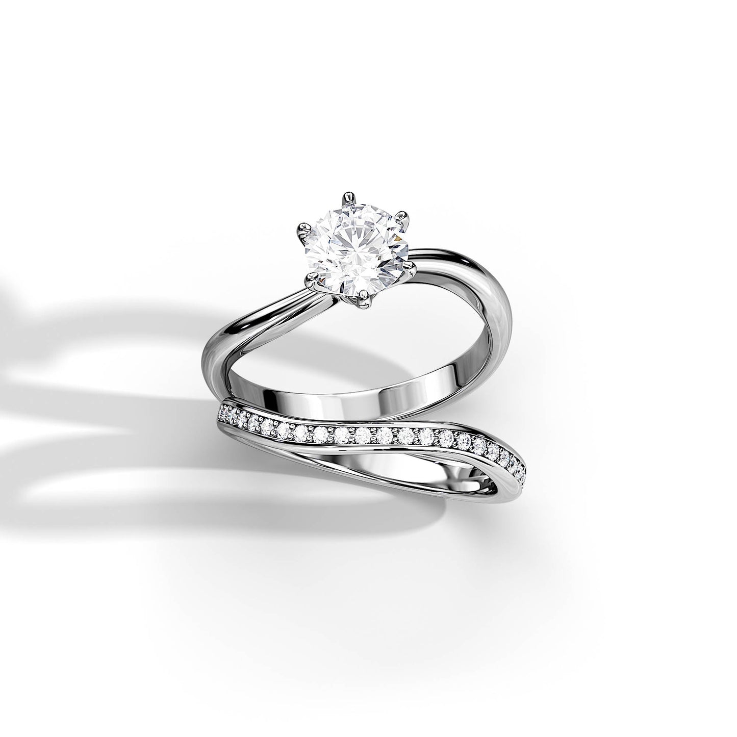 1.0 CT Round Moissanite Swirl Bridal Ring Set