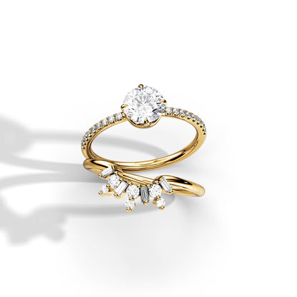 1.0 CT Round Moissanite Pave  Setting Bridal Ring Set