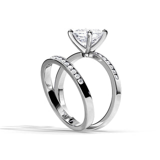 1.0 CT Asscher Moissanite Pave Style Bridal Ring Set