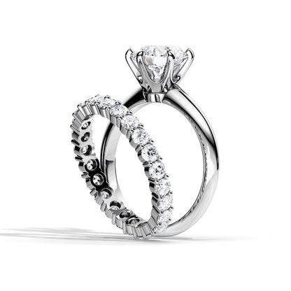 2.0 CT Round  Moissanite Solitaire Style Bridal Ring Set