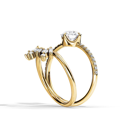 1.0 CT Round Moissanite Pave  Setting Bridal Ring Set