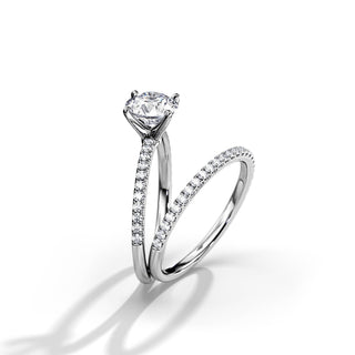 1.0 CT Round Moissanite Pave Style Bridal Ring Set