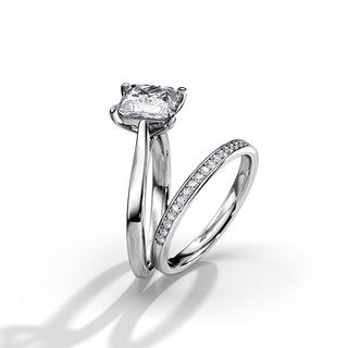 2.0 CT Princess Moissanite Solitaire Setting Bridal Ring Set