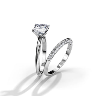 1.50 CT Princess Moissanite Solitaire Setting Bridal Ring Set