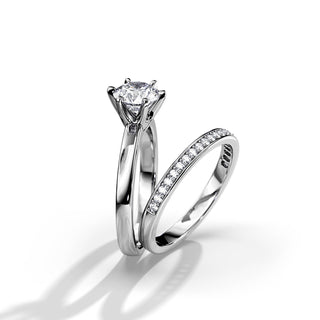 0.50 CT Round Moissanite Solitaire Bridal Ring Set