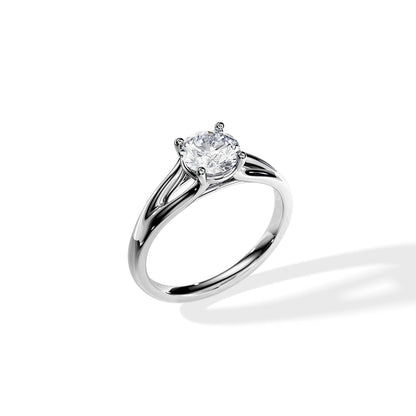 1.0 CT Round Moissanite Split Shank Style Engagement Ring