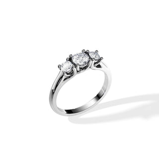 0.50 CT Round Cut Three Stone Moissanite Engagement Ring