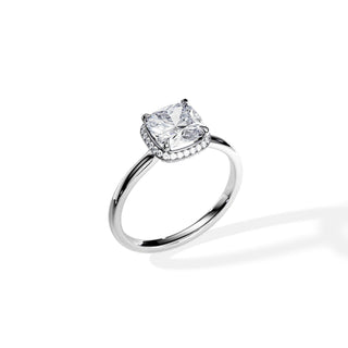 1.50 CT Cushion Cut Moissanite Double Hidden Halo Engagement Ring