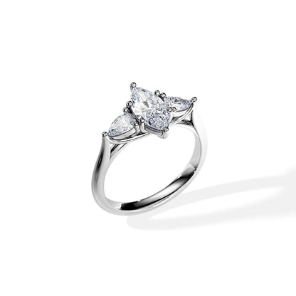 2.0 CT Marquise Cut Moissanite Three Stone  Style Engagement Ring
