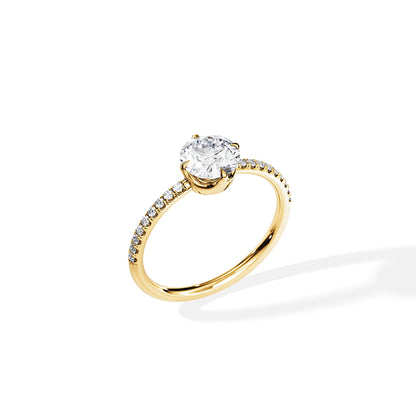 1.0 CT Round Cut Pave Setting Moissanite Engagement Ring