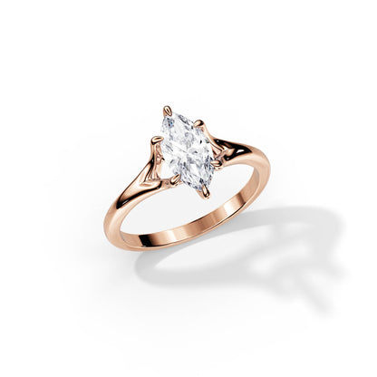1.5 CT Marquise Split Shank Moissanite Engagement Ring