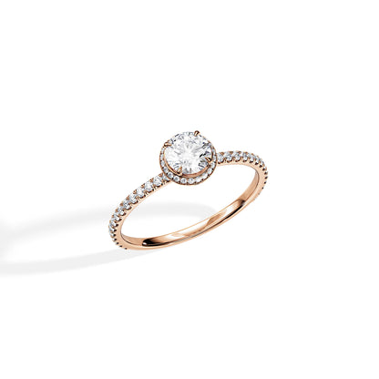 0.50 CT Hidden Halo Round Cut Moissanite Pave Engagement Ring