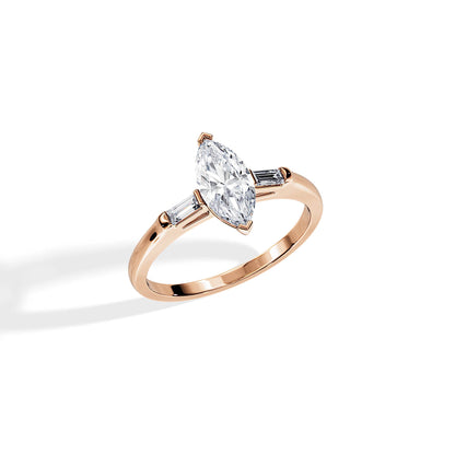 1.0 CT Three Stone Marquise Cut Moissanite Engagement Ring