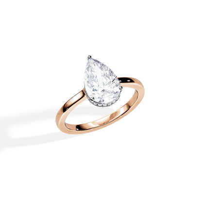 2.10 CT Pear Moissanite Hidden Halo Engagement Ring