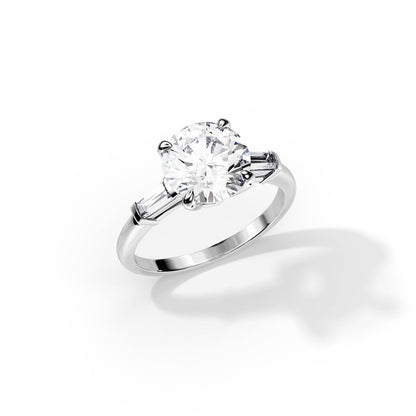 4.0 CT Three Stone Round Cut Moissanite Engagement Ring