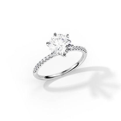 2.0 CT Round Cut Moissanite Pave Setting Engagement Ring