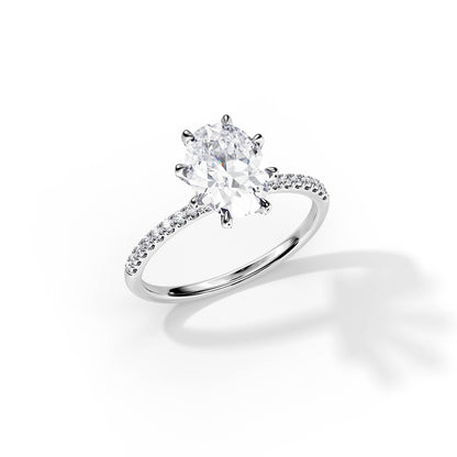 4.0 CT Oval Cut Moissanite Hidden halo & Pave Engagement Ring