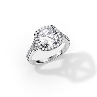 3.0 CT Cushion Moissanite Halo & Pave Engagement Ring