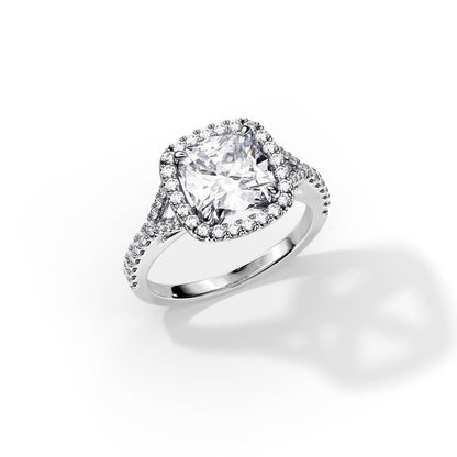 3.0 CT Cushion Moissanite Halo & Pave Engagement Ring