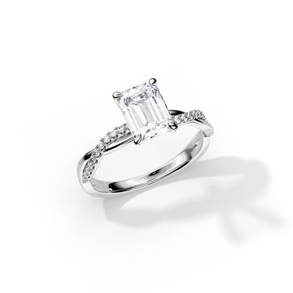 2.50 CT Emerald Cut Moissanite Twisted Engagement Ring