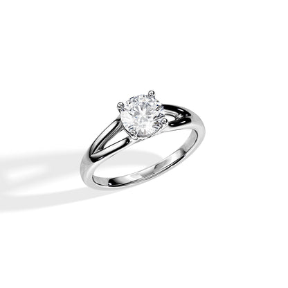 1.0 CT Round Moissanite Split Shank Style Engagement Ring