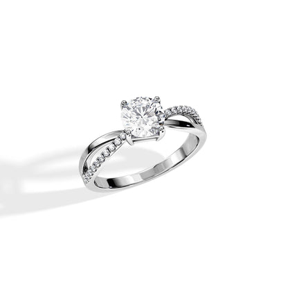 1.0 CT Round Cut Moissanite Split Shank Engagement Ring