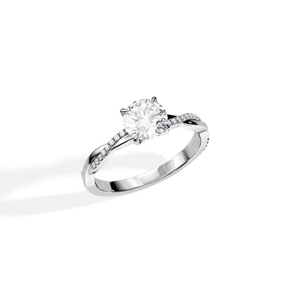 1.0 CT Round Cut Moissanite Twisted Pave Engagement Ring