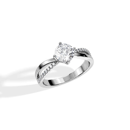 1.0 CT Round Moissanite Split Shank Engagement Ring