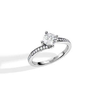 1.0 CT Round Cut Moissanite Prong Setting Engagement Ring