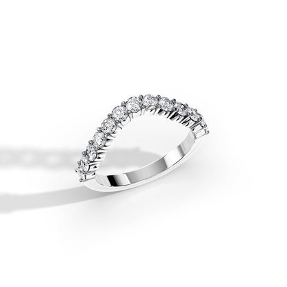 0.8 TCW Round Curved Moissanite Wedding Band