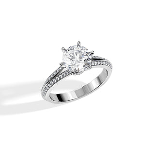 2.0 CT Round Cut Moissanite Split Shank Engagement Ring