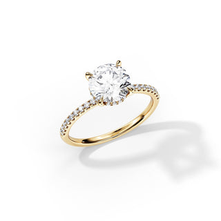 2.0 CT Round Moissanite Hidden Halo & Pave Engagement Ring