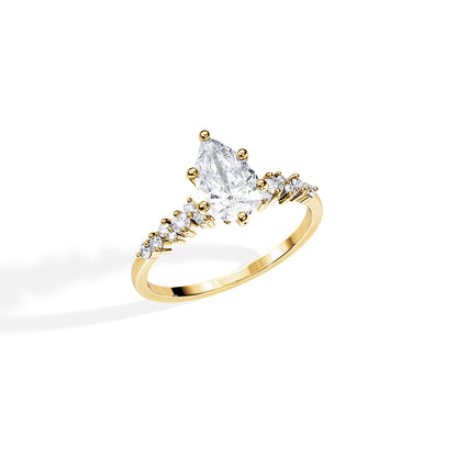 1.50 CT Pear Cut Moissanite Cluster Engagement Ring