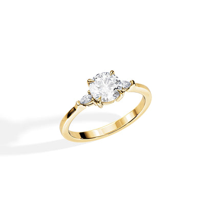 1.0 CT Three Stone Round Moissanite Engagement Ring