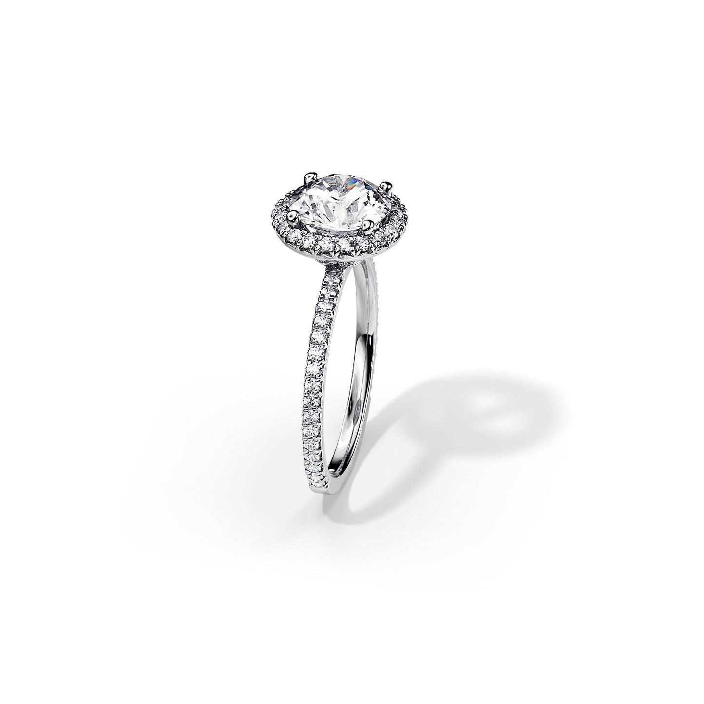 2.0 CT Round Cut Moissanite Halo Style & Pave Setting Engagement Ring