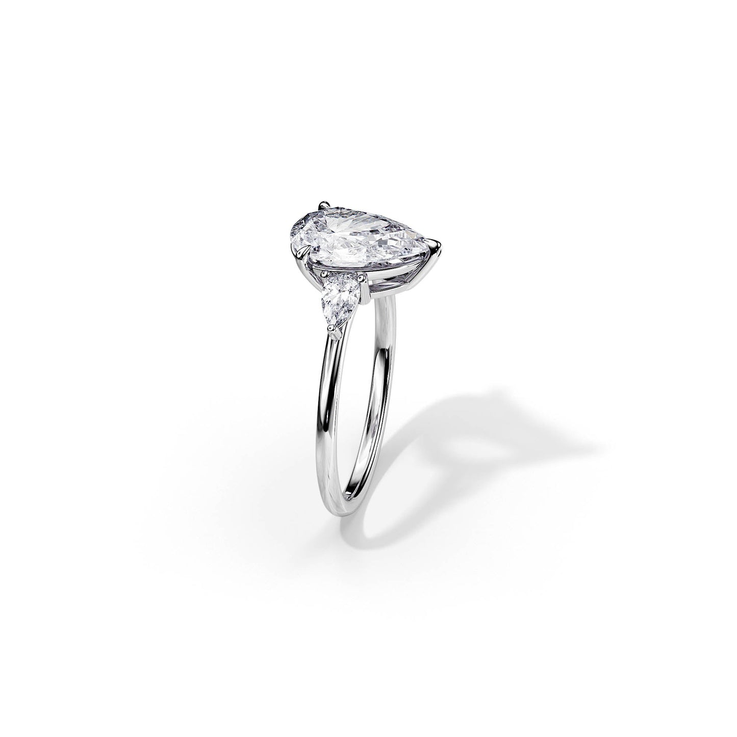 3.0 CT Three Stone Pear Cut Moissanite Engagement Ring
