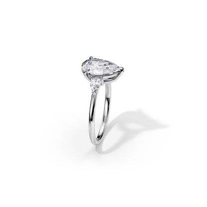 3.0 CT Three Stone Pear Cut Moissanite Engagement Ring