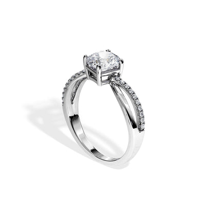 1.0 CT Round Cut Moissanite Split Shank Engagement Ring