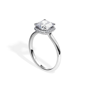 1.50 CT Cushion Cut Moissanite Double Hidden Halo Engagement Ring