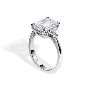 3.50 CT Emerald Cut Three Stone Moissanite Engagement Ring