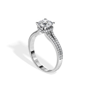 1.0 CT Round Cut Split Shank Moissanite Engagement Ring