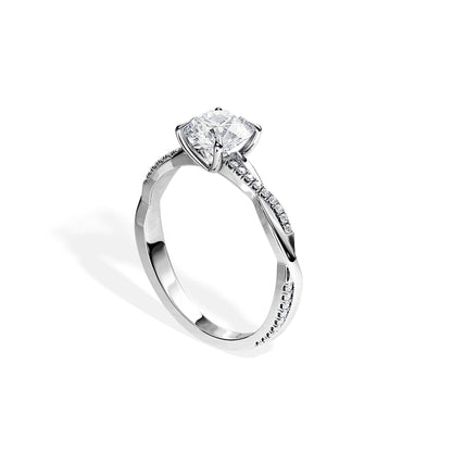 1.0 CT Round Cut Moissanite Twisted Pave Engagement Ring