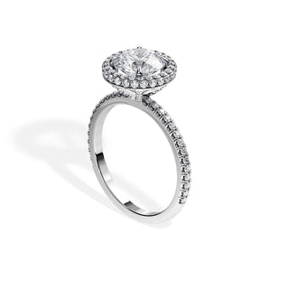 1.50 CT Round Cut Moissanite Double Halo & Pave Engagement Ring