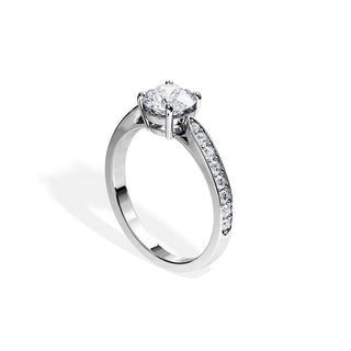 1.0 CT Round Cut Moissanite Pave Setting Engagement Ring