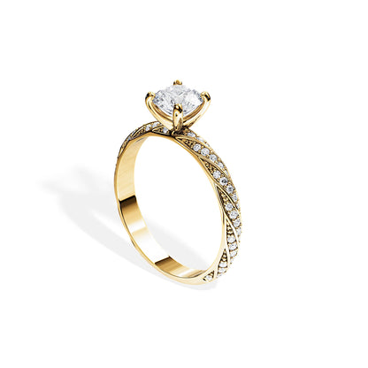 1.0 CT Round Cut Moissanite Twisted Pave Setting Engagement Ring