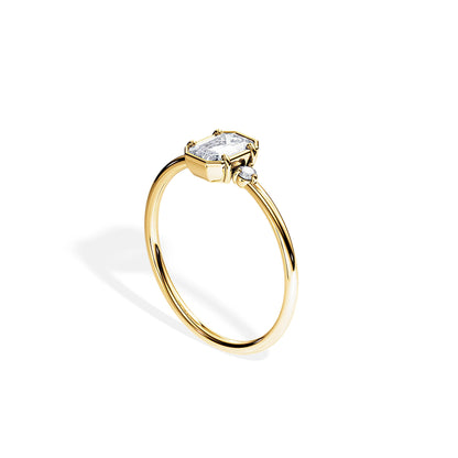 0.50 CT Emerald Cut Moissanite Bezel setting Engagement Ring