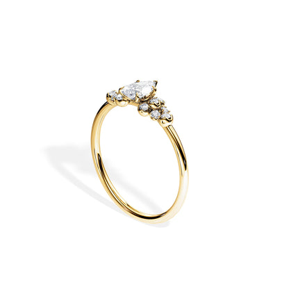 0.50 CT Pear Cut Moissanite Cluster Engagement Ring