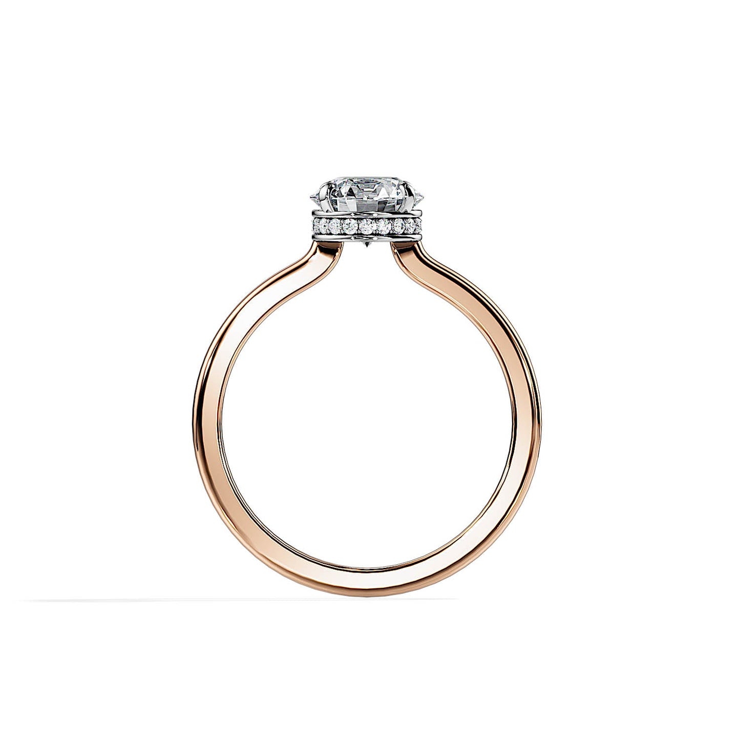 1.0 CT Round Cut Moissanite Hidden Halo Engagement Ring